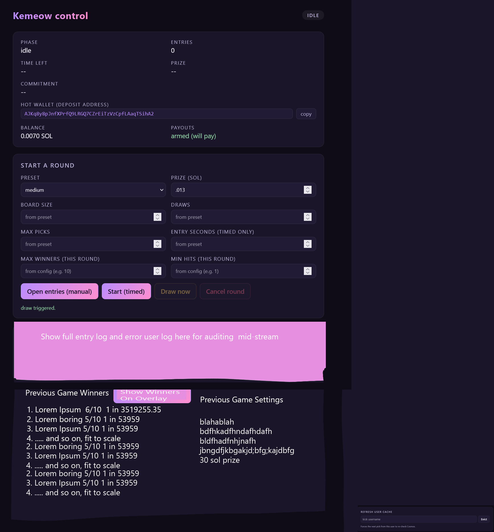 Kemeow admin panel